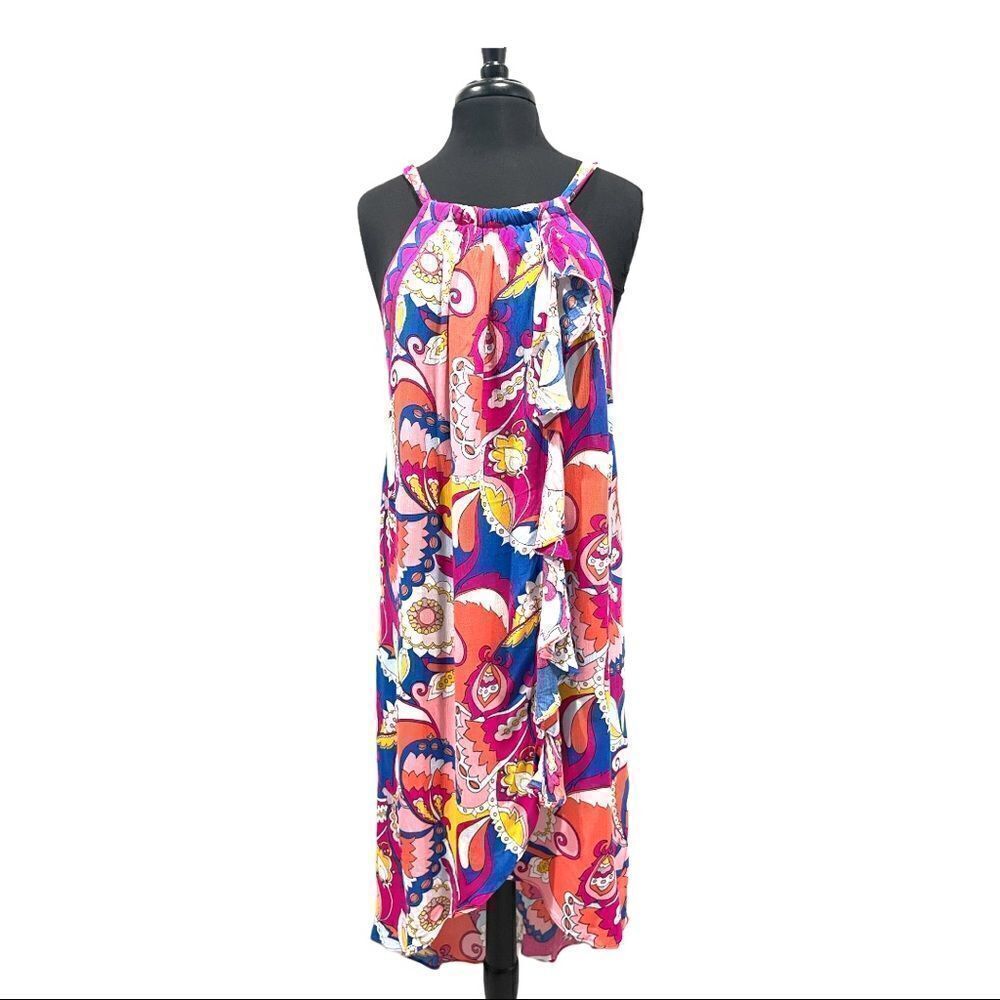 Trina Turk Sevilla Halter Cover Up Midi Dress Sz S